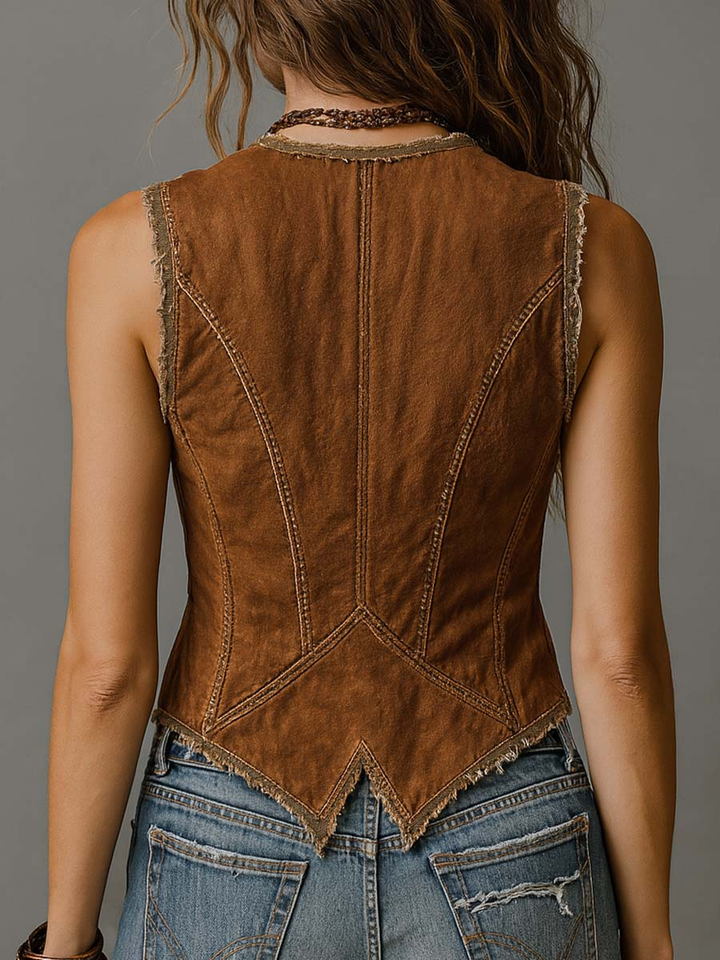 Leila | Chaleco Denim Mujer Botones Vintage