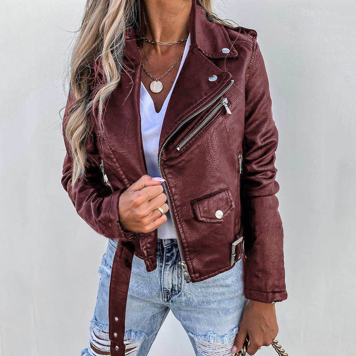 Leila | Chaqueta Moto Mujer Cuero Ajustada Cremallera