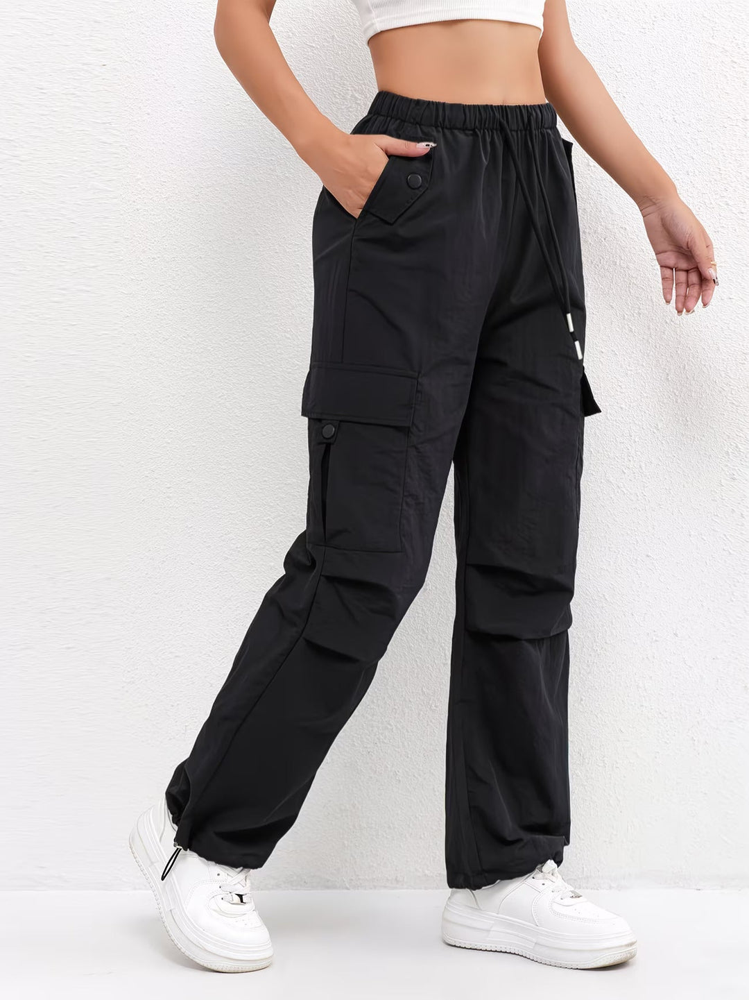 Leila | Pantalón Cargo Mujer Tiro Alto Cintura Elástica