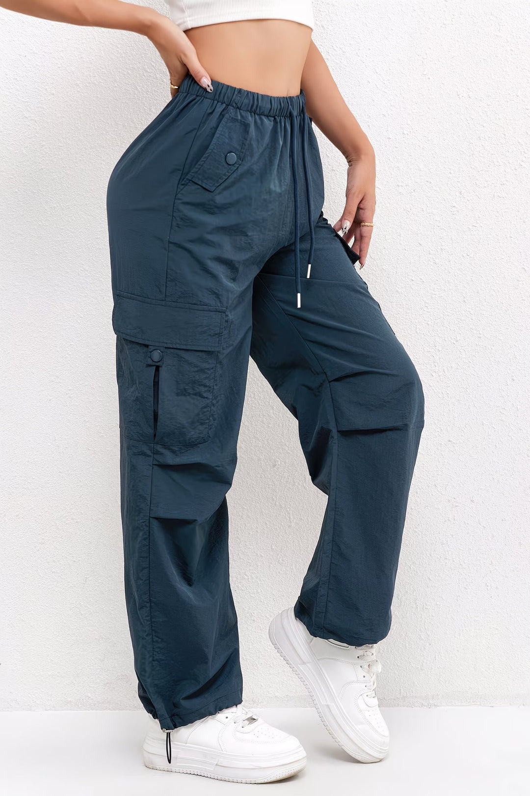 Leila | Pantalón Cargo Mujer Tiro Alto Cintura Elástica
