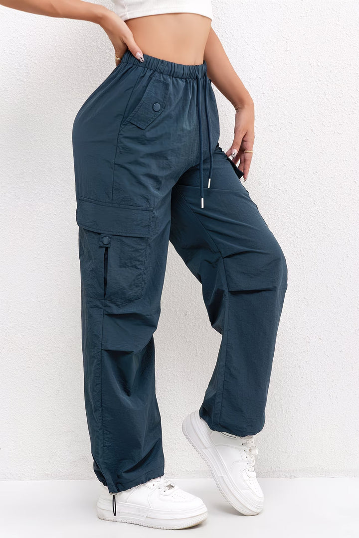 Leila | Pantalón Cargo Mujer Tiro Alto Cintura Elástica
