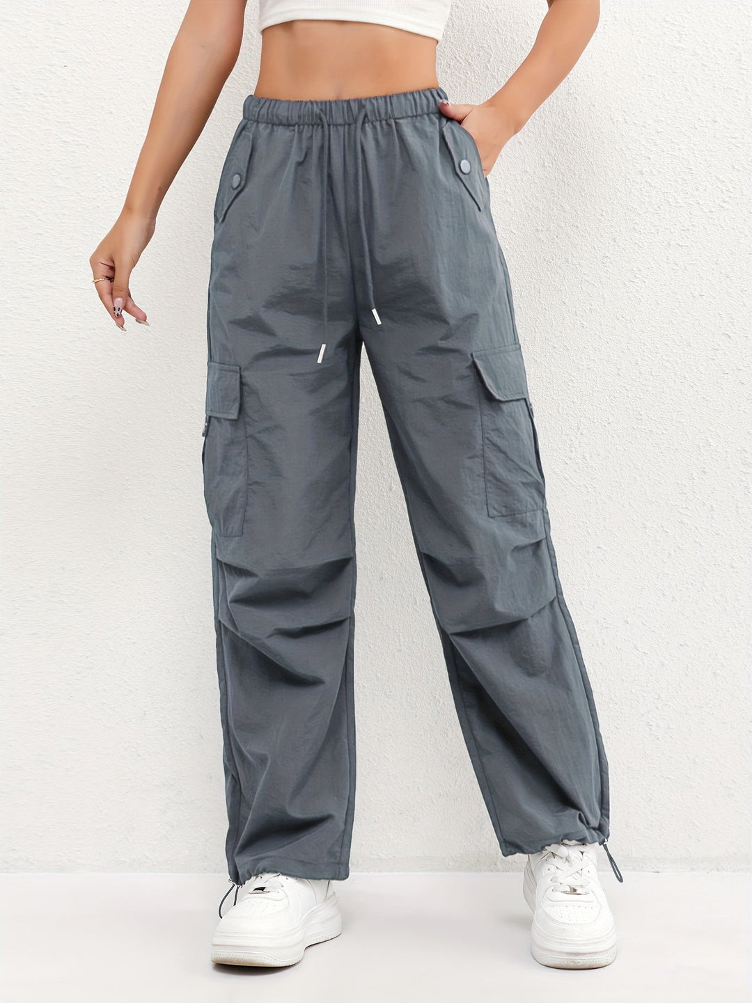 Leila | Pantalón Cargo Mujer Tiro Alto Cintura Elástica