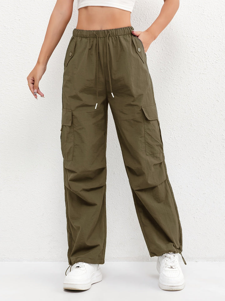 Leila | Pantalón Cargo Mujer Tiro Alto Cintura Elástica