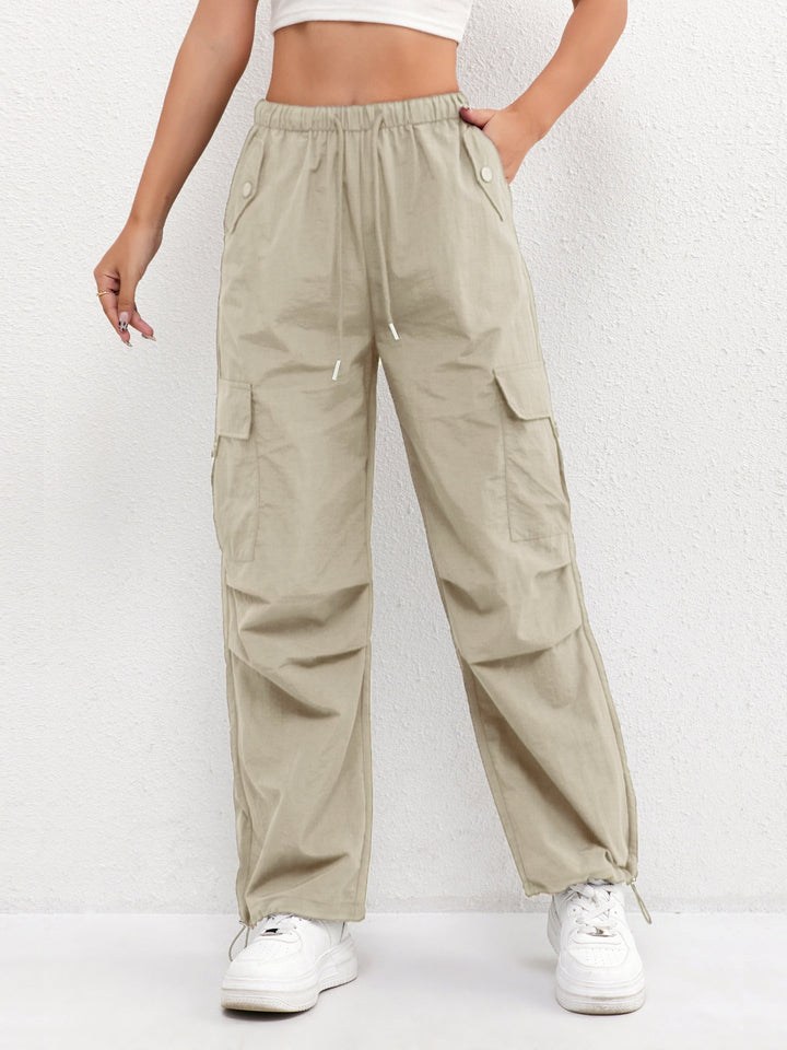 Leila | Pantalón Cargo Mujer Tiro Alto Cintura Elástica