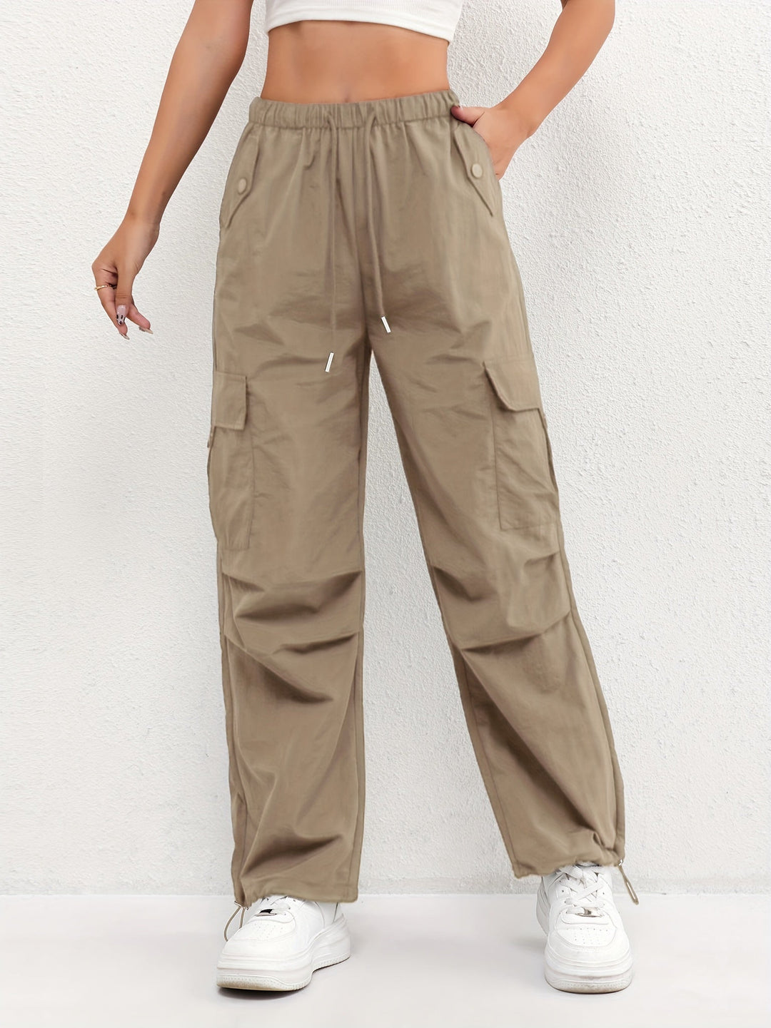 Leila | Pantalón Cargo Mujer Tiro Alto Cintura Elástica