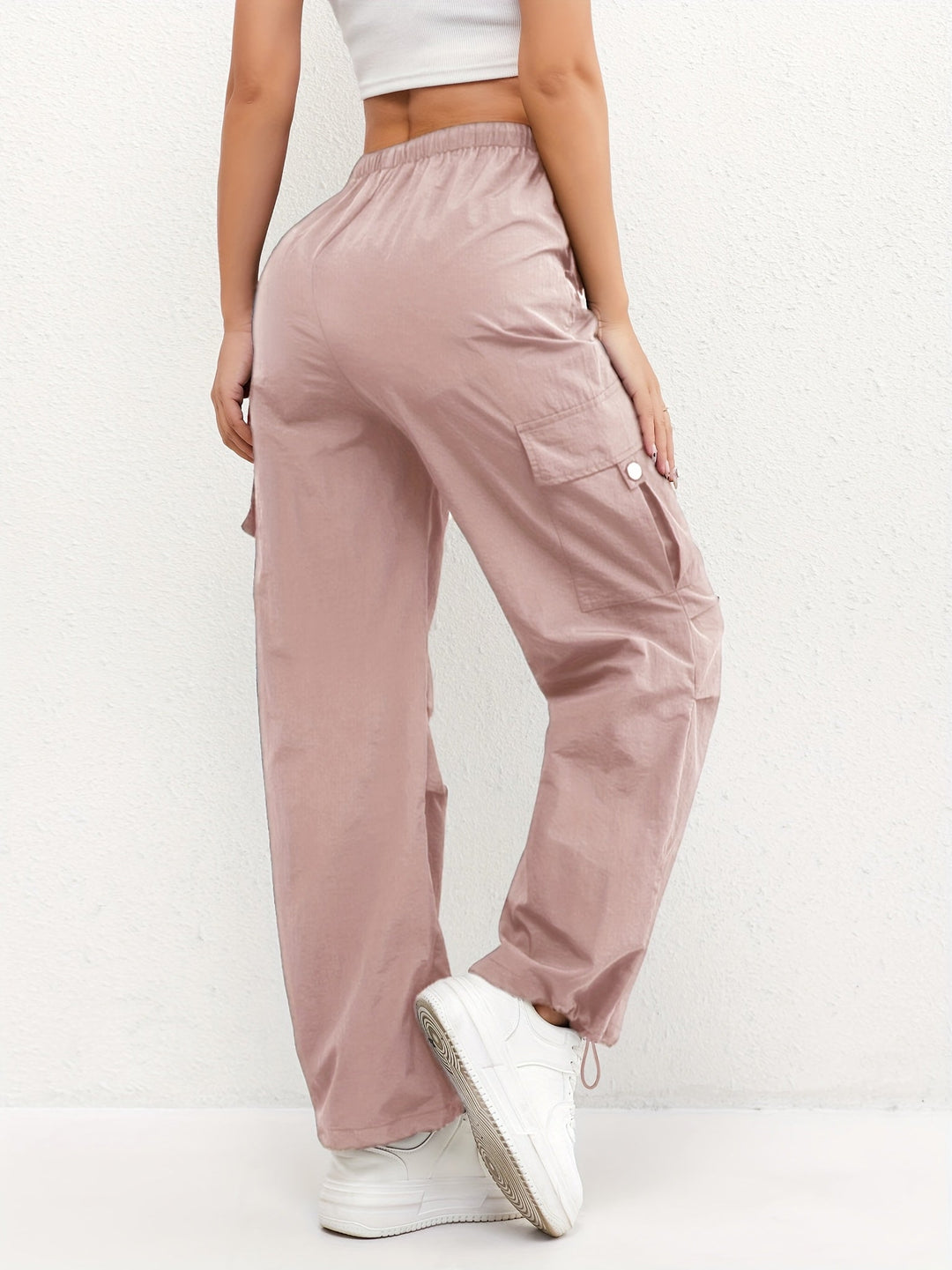 Leila | Pantalón Cargo Mujer Tiro Alto Cintura Elástica