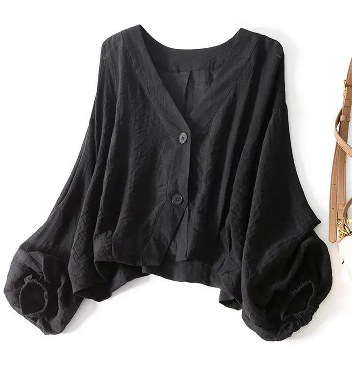 Lucía | Blusa Manga Larga Volantes Cuello V