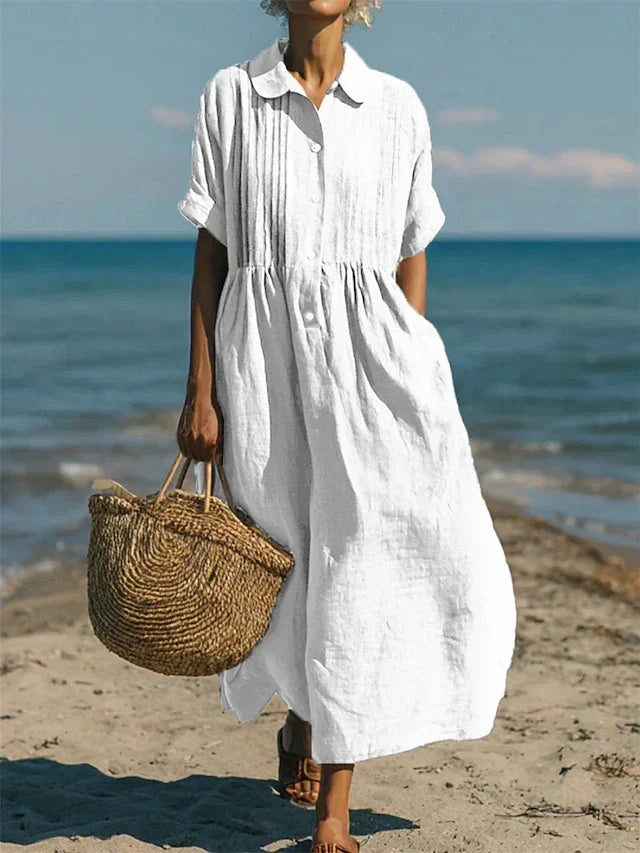 Lucía | Vestido Blanco Midi Mujer Lino