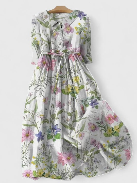 Lucía | Vestido Midi Floral Mujer Blanco
