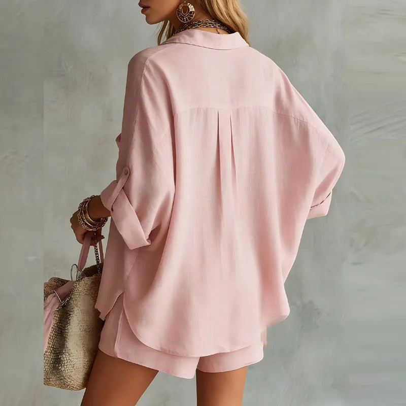 María | Conjunto Camisa Oversize y Shorts