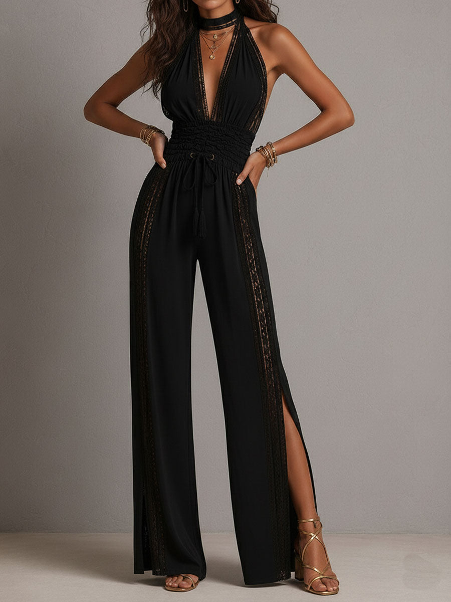 María | Mono Mujer Pantalón Ancho Encaje Halter