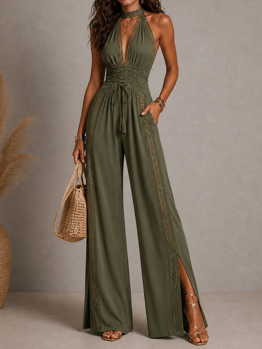María | Mono Mujer Pantalón Ancho Encaje Halter