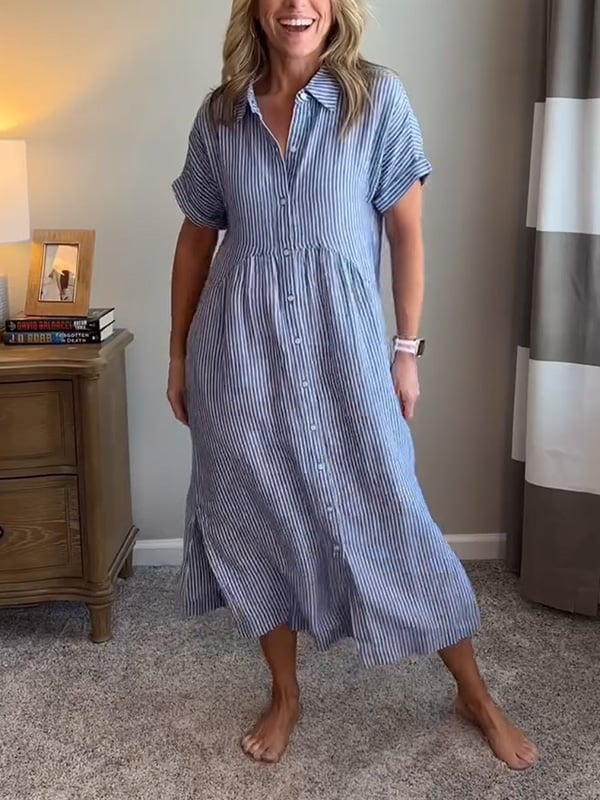 María | Vestido Midi Mujer Camisero Rayas