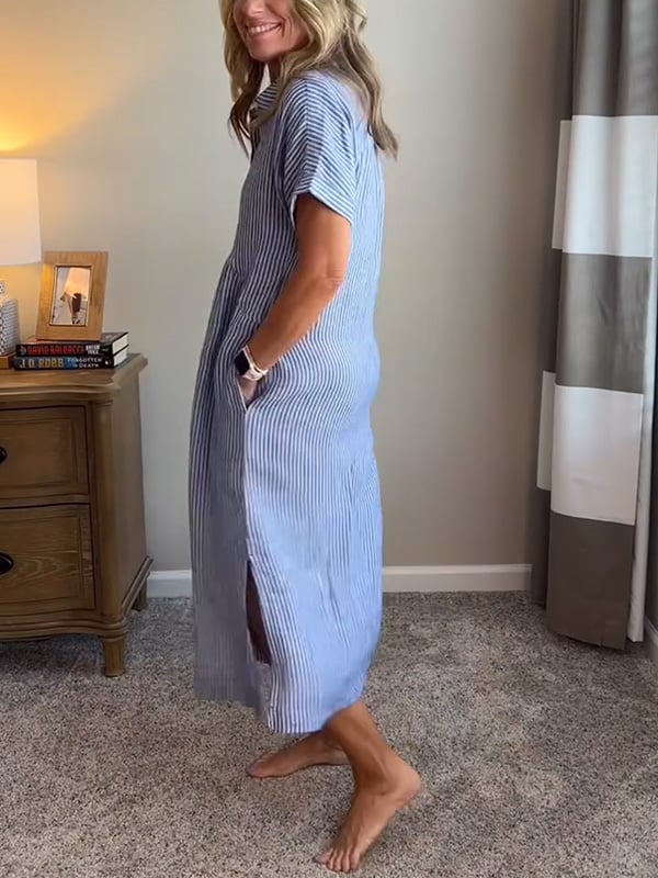 María | Vestido Midi Mujer Camisero Rayas