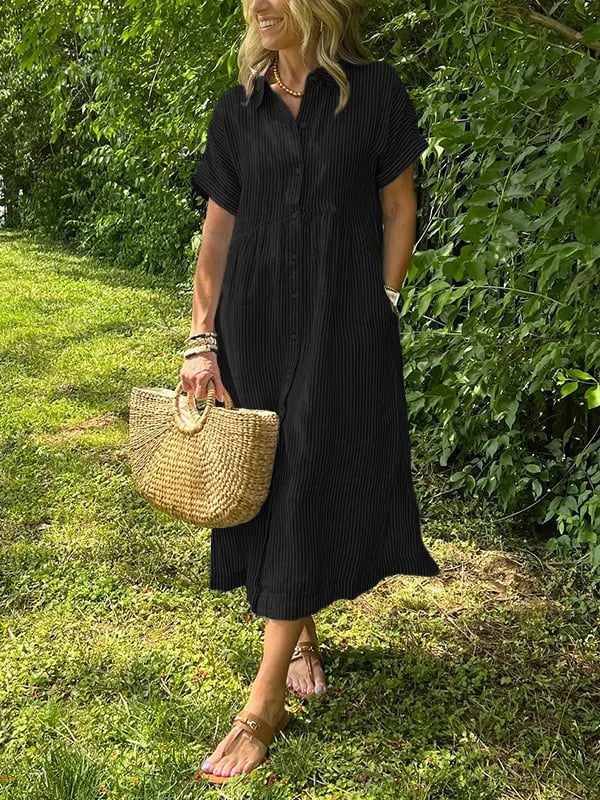 María | Vestido Midi Mujer Camisero Rayas