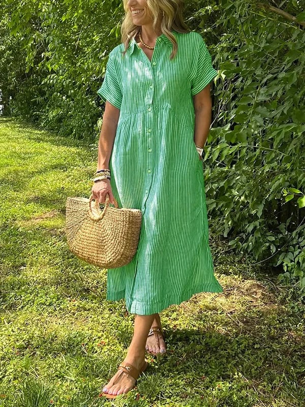 María | Vestido Midi Mujer Camisero Rayas
