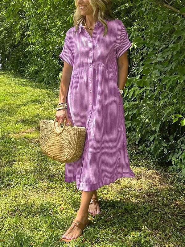 María | Vestido Midi Mujer Camisero Rayas