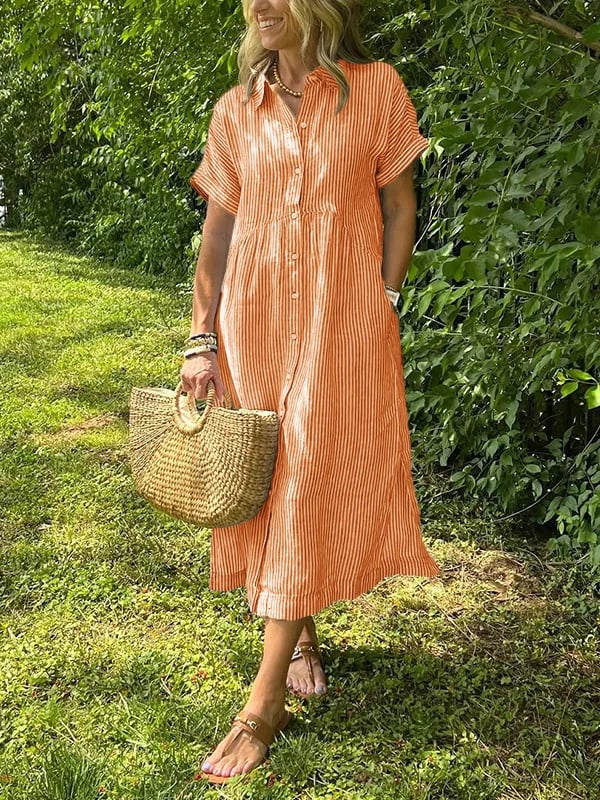 María | Vestido Midi Mujer Camisero Rayas