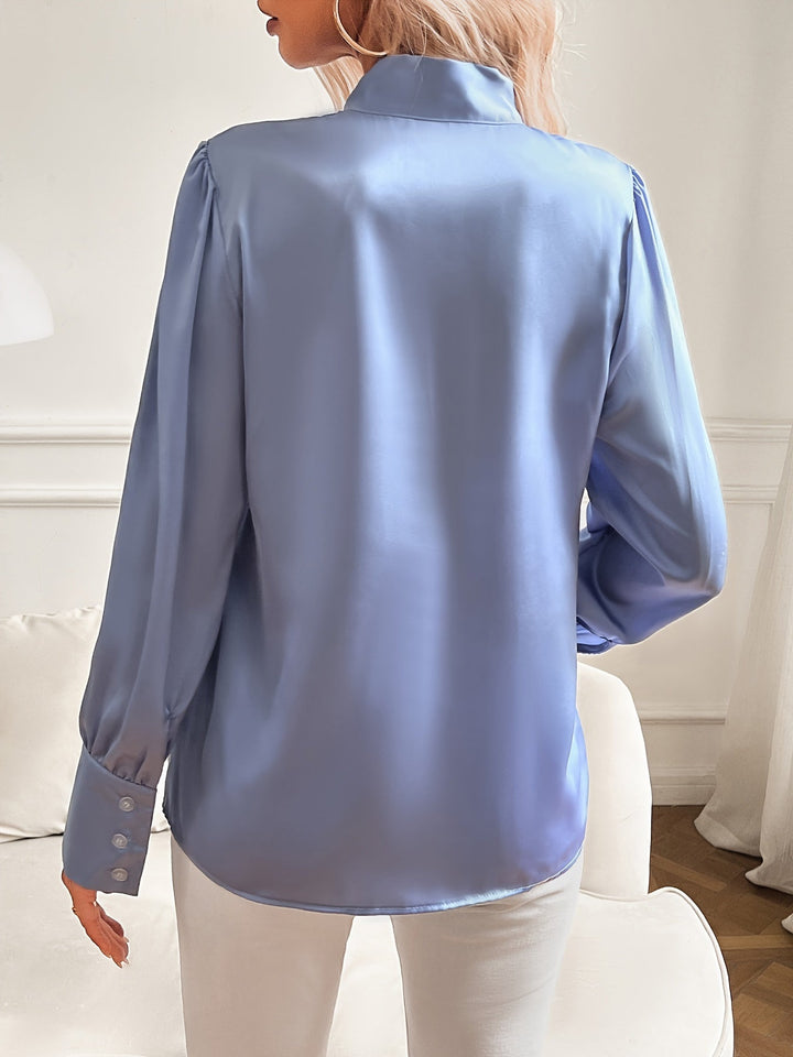 Marta | Blusa Satén Manga Larga Cuello Lazo