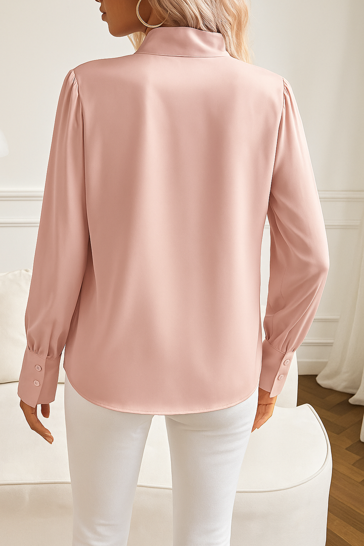 Marta | Blusa Satén Manga Larga Cuello Lazo