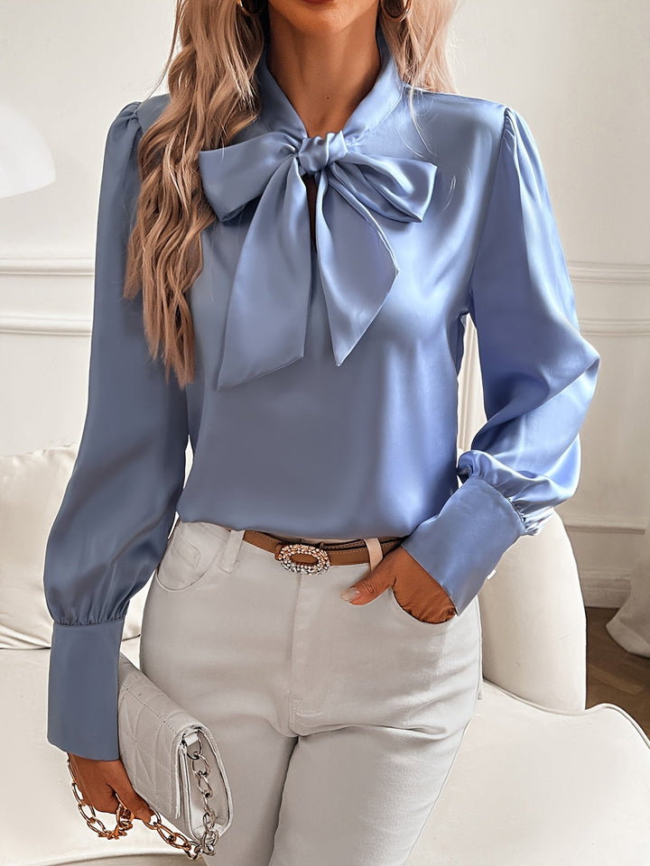 Marta | Blusa Satén Manga Larga Cuello Lazo