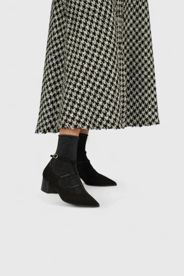 Marta | Mary Jane T-Strap Suede Flat