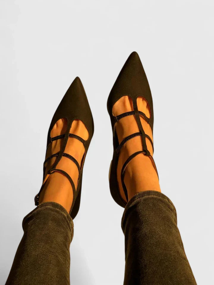Marta | Mary Jane T-Strap Suede Flat