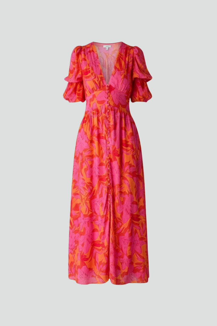 Marta | Vestido Midi Floral Mujer Manga Corta