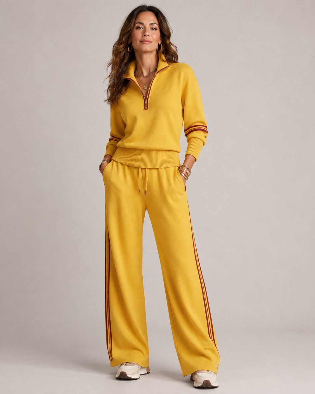 Natalia | Conjunto Punto Mujer Cuello Solapa Franjas