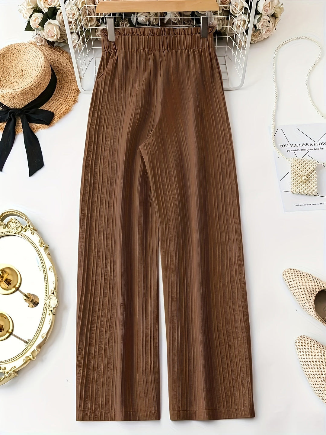 Natalia | Pantalones Mujer Pierna Ancha Talle Alto Plisados