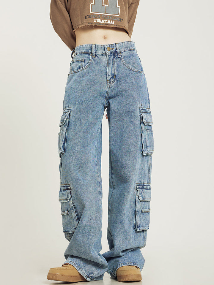 Natalia | Vaqueros Mujer Denim Cargo Pierna Ancha