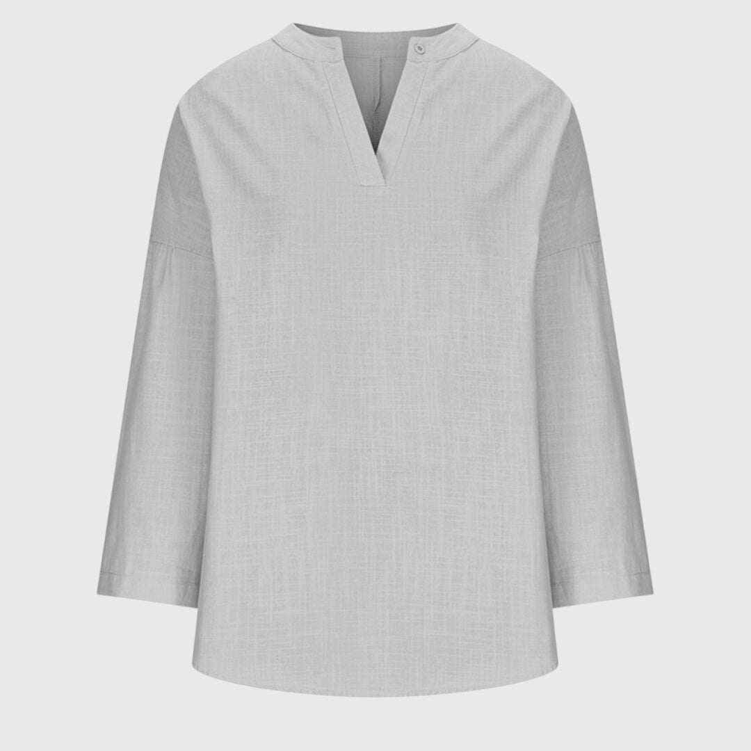 Nuria | Blusa Lino Manga Larga Cuello V