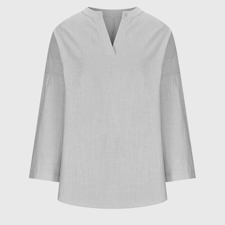 Nuria | Blusa Lino Manga Larga Cuello V