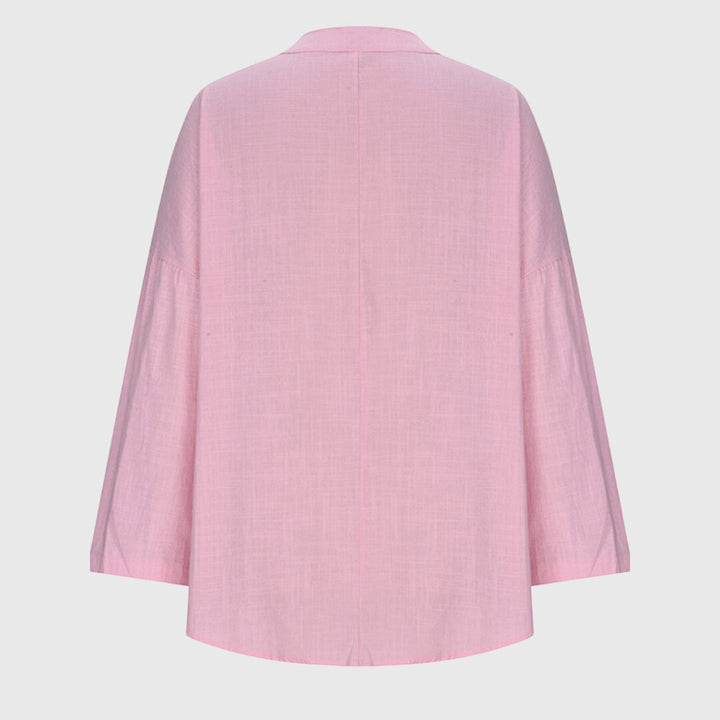 Nuria | Blusa Lino Manga Larga Cuello V