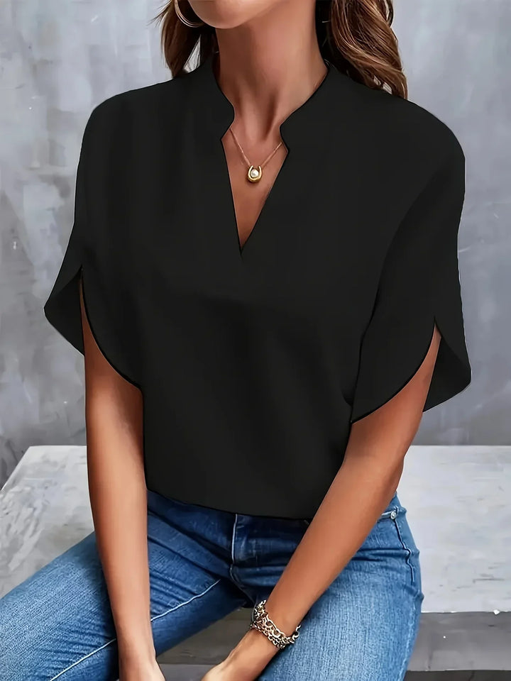 Nuria | Blusa Manga Corta Cuello V Relajada