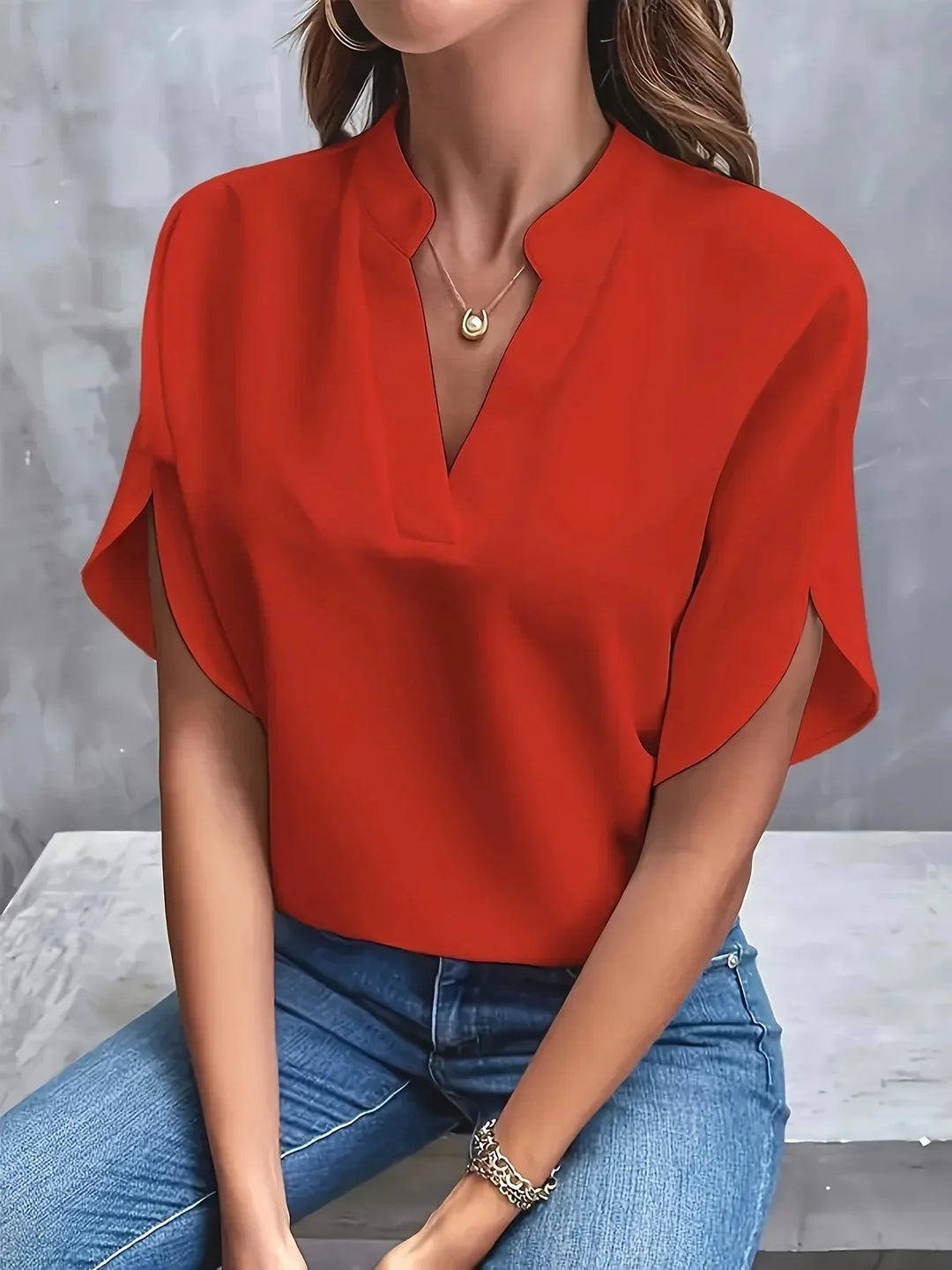 Nuria | Blusa Manga Corta Cuello V Relajada