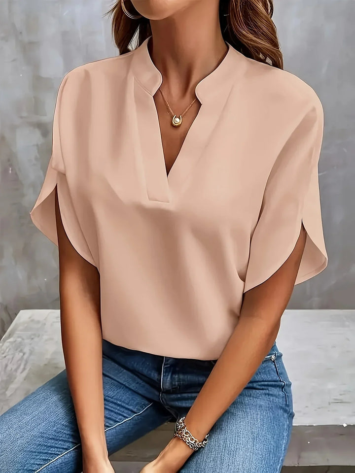 Nuria | Blusa Manga Corta Cuello V Relajada