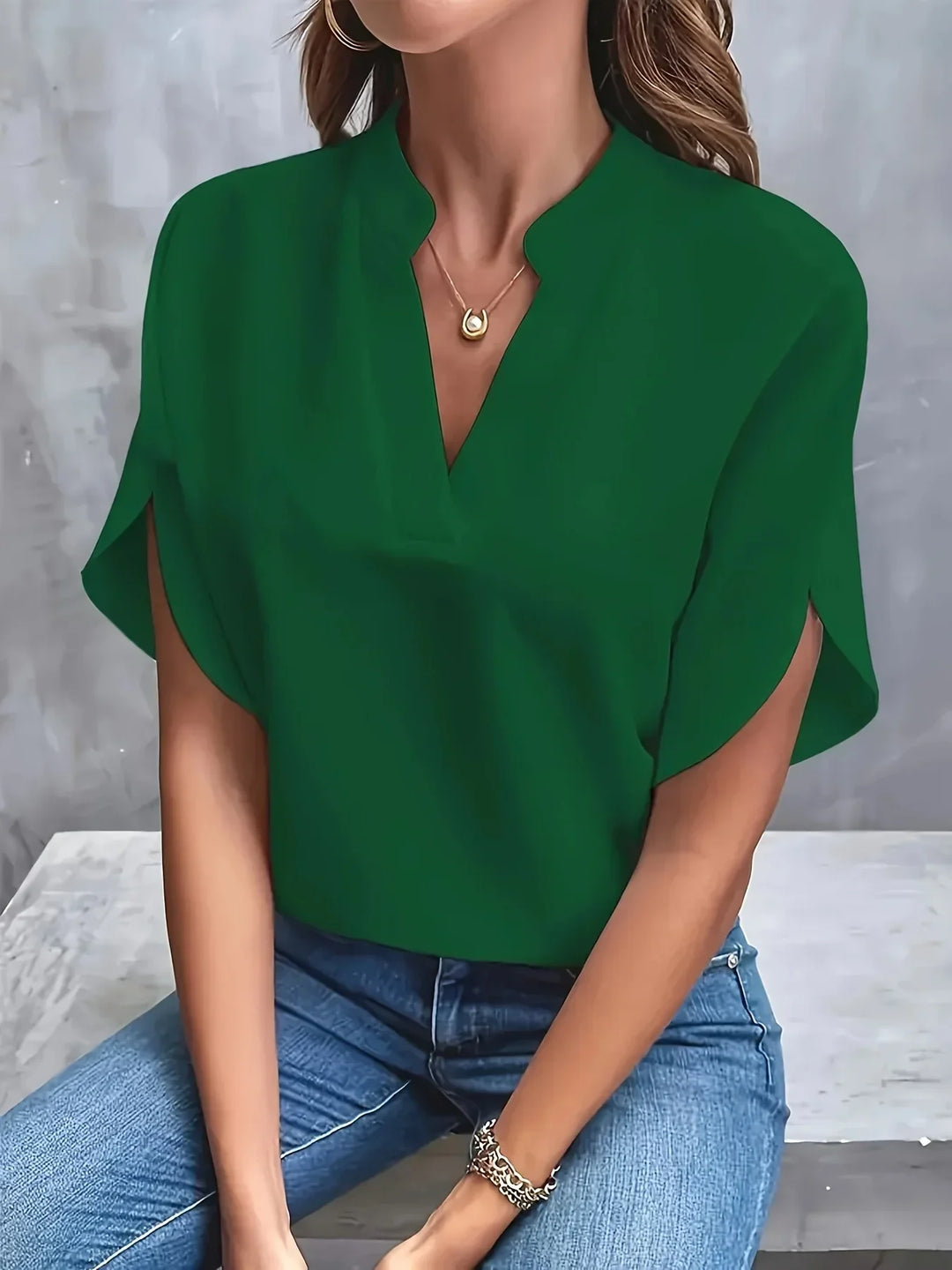 Nuria | Blusa Manga Corta Cuello V Relajada