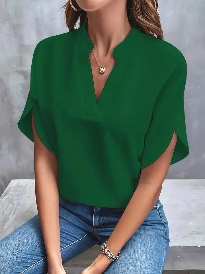 Nuria | Blusa Manga Corta Cuello V Relajada