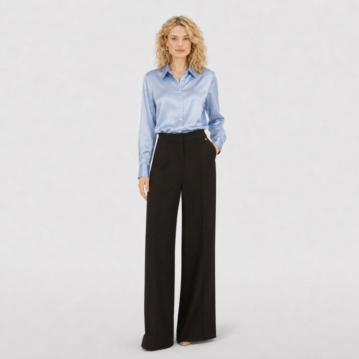 Nuria | Blusa Satén Manga Larga Cuello Solapa