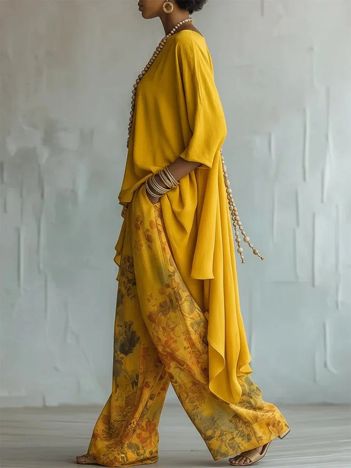 Nuria | Conjunto Túnica y Pantalón Palazzo Chifón Floral