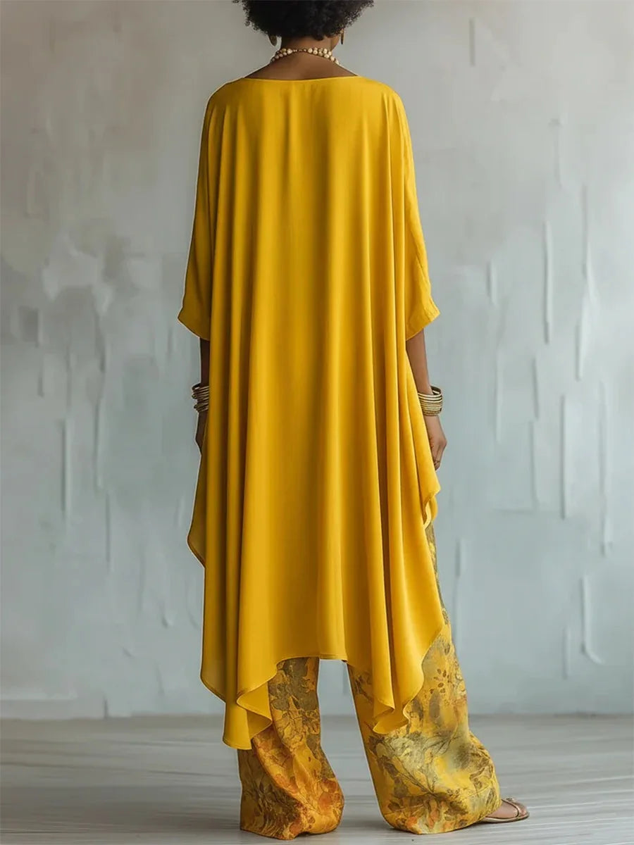 Nuria | Conjunto Túnica y Pantalón Palazzo Chifón Floral