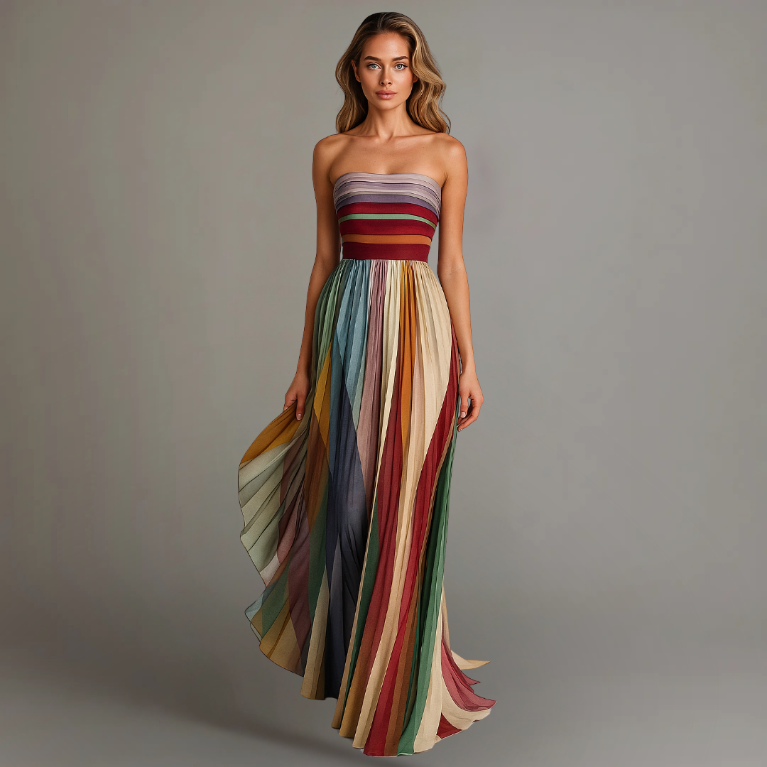 Nuria | Vestido Maxi Rayas Multicolor Mujer