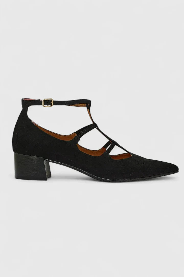 Nuria | Zapato Tacón Bajo Correas Ante Mujer