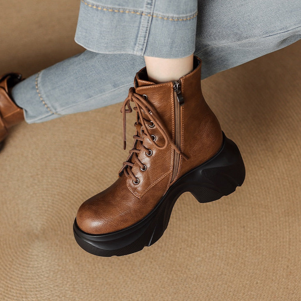Irene | Botas Militares de Piel con Cordones