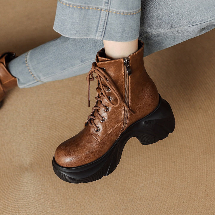 Irene | Botas Militares de Piel con Cordones