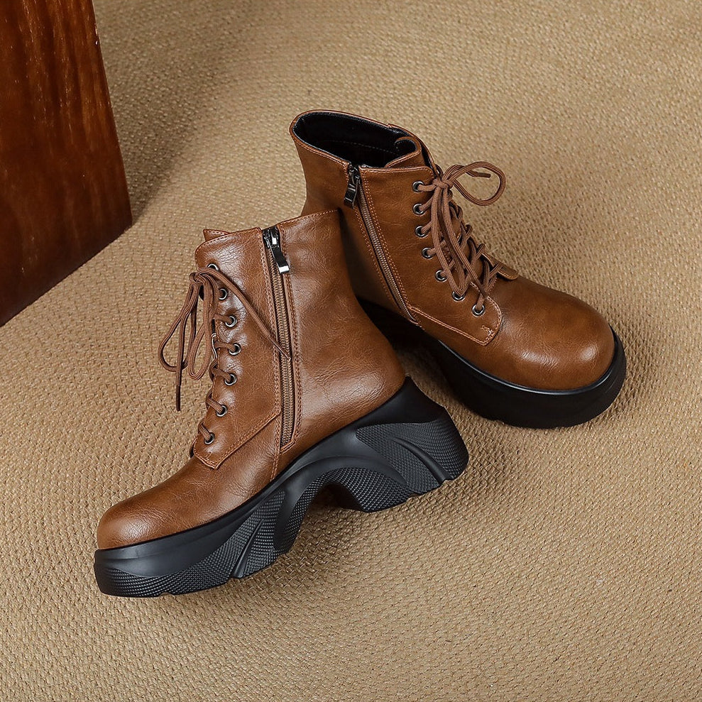 Irene | Botas Militares de Piel con Cordones