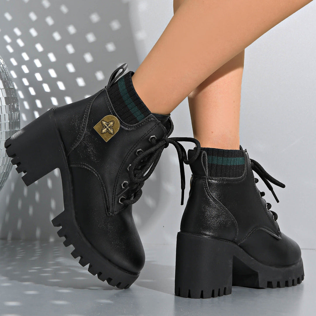 Laura | Botas Militares Mujer Plataforma Cordones