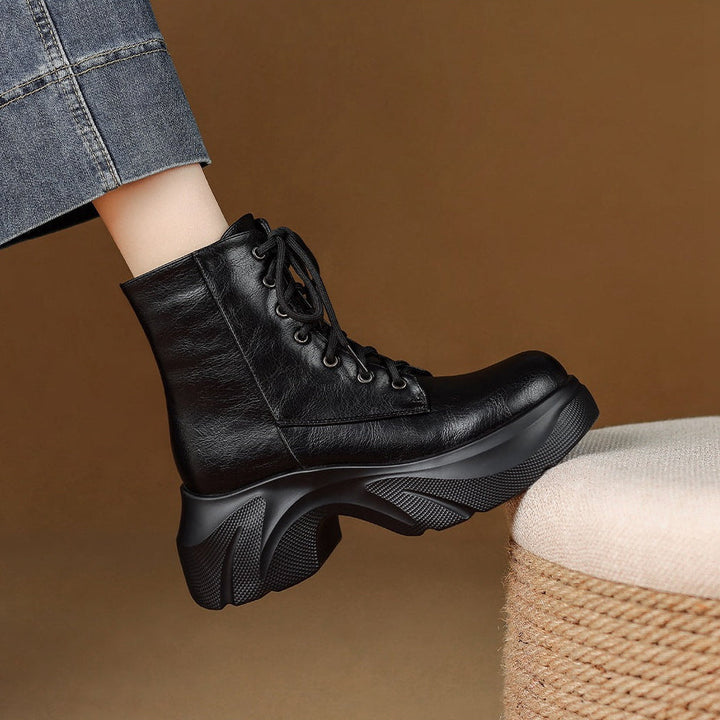 Irene | Botas Militares de Piel con Cordones