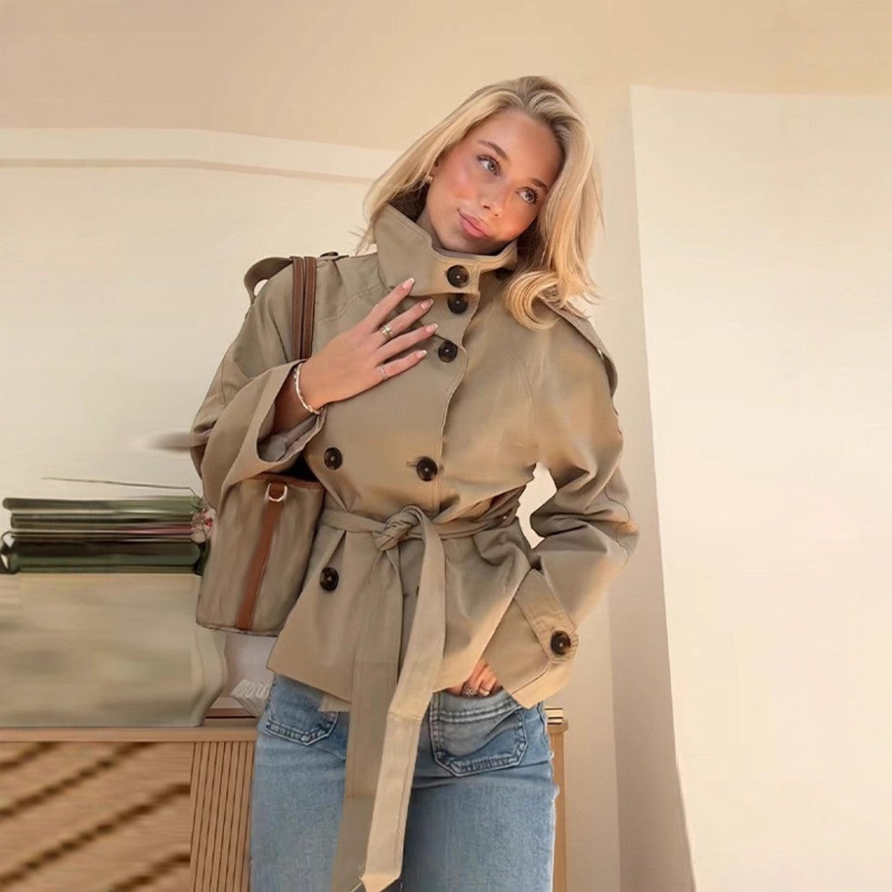 Natalia | Trench Corto Mujer Algodón Botones